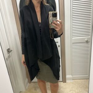 Helmut Lang Women's Wool And Leather Mix Coat - Black